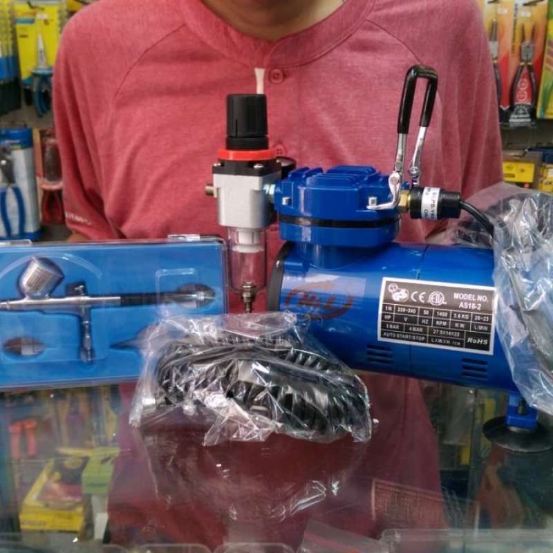 Promo airbrush mini compressor complete set / air brush set H&L Diskon ...