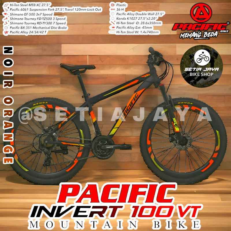 Sepeda Gunung MTB Inch PACIFIC INVERT 100 VT Steel 3x7 Speed New