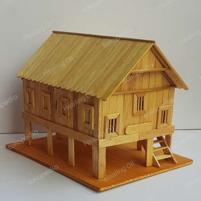 Promo MINIATUR RUMOH ACEH - RUMAH ADAT ACEH DARI STIK ES KRIM+VERNIS