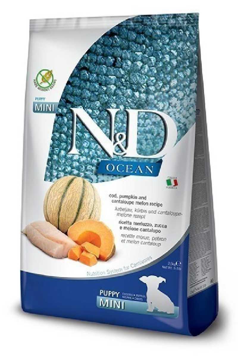 DOGFOOD FARMINA ND GRAINFREE OCEAN COD PUMPKIN PUPPY MINI REPACK 1KG