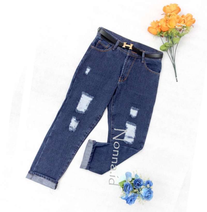 Promo CELANA BOYFRIEND WANITA SOBEK RIPPED JEANS VIRAL 2022 MEDIUM