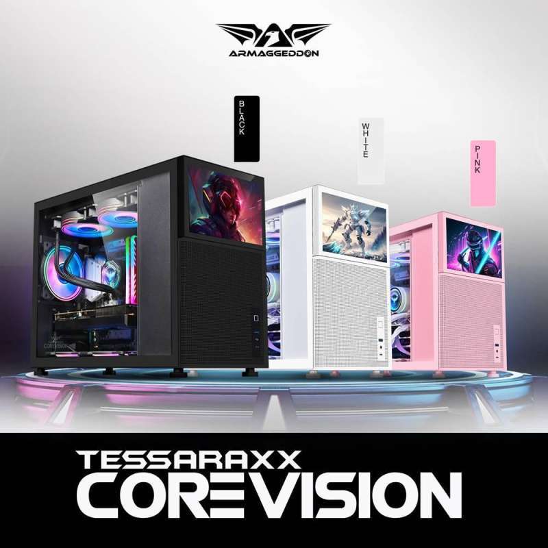 Jual Casing PC Gaming Armaggeddon Tessaraxx Corevision M-ATX With 8 LCD ...
