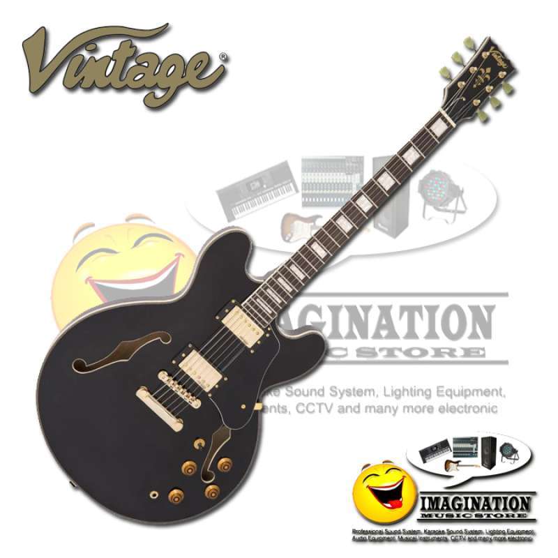 Vintage VSA500GBK Semi Acoustic Gloss Black H2203R31