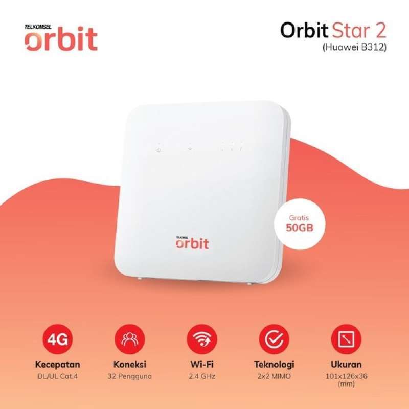 Promo Huawei B312 Modem Router Wifi Telkomsel Orbit Star 2 50gb Resmi ...