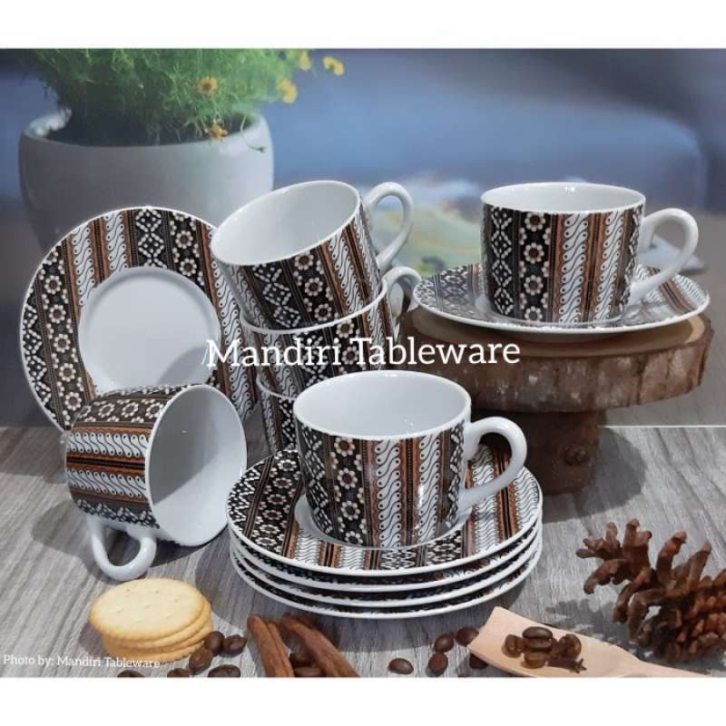 Promo Cangkir Keramik Motif Batik Mondokan Coffee Set / Tea Set - Siera ...