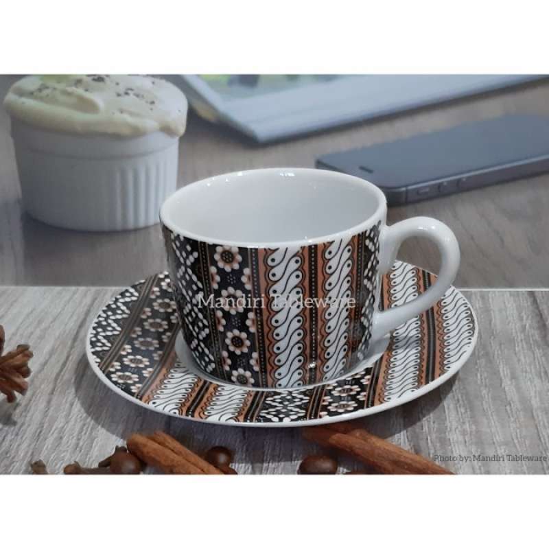 Promo Cangkir Keramik Motif Batik Mondokan Coffee Set / Tea Set - Siera ...