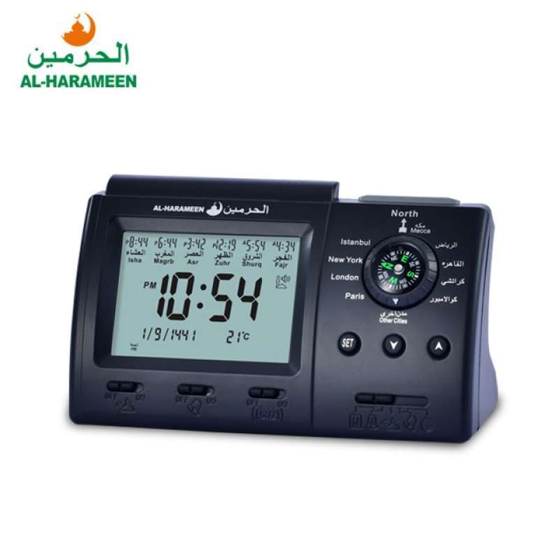 Promo Al Harameen Ha3005 Black Adzan Table Clock Diskon 50 Di Seller