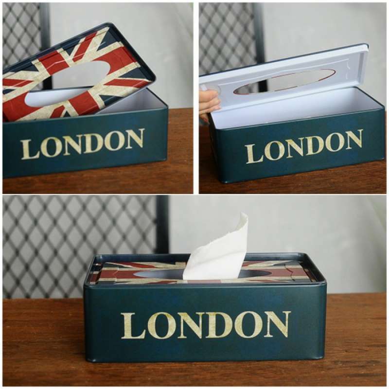 Promo Vintage London Tissue Box Kotak Tempat Tissue Besi London Uk Flag ...