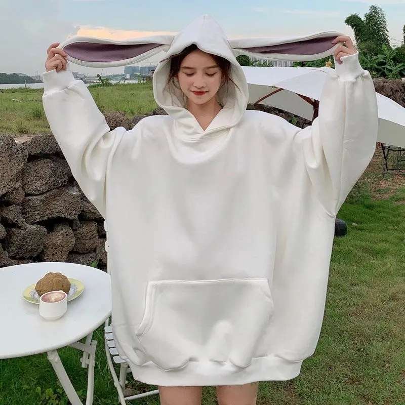 WLFS SWEATER HOODIE KELINCI OVERSIZE RABBIT HEAD Hoodie Jumper Telinga Kelinci Rabbit Korean Style Terbaru SWEATER WANITA Lucu Bahan Tebal