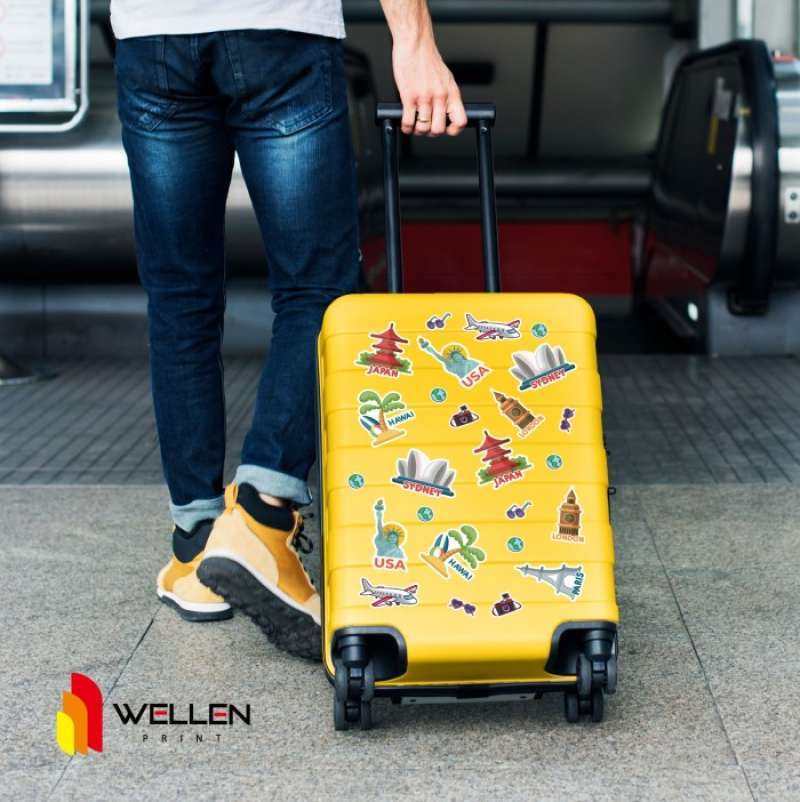 Sticker Tag Koper Promo Wellen Print - Sticker Set Koper Custom / Print Label Luggage ...