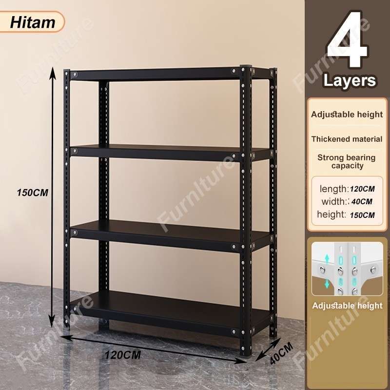 Promo Rak Besi Siku 6 Tingkat Rak Susun Besi R Um - Hitam 4l120*40 ...