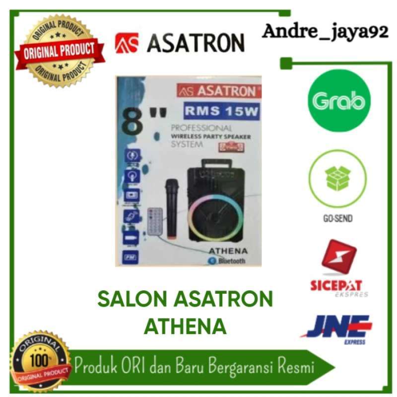 ASATRON ATHENA Portable Bluetooth Speaker for Karaoke and Meetings with 8 Inch Woofer, LED Light, and Wireless Mic. Perfect for Music Enthusiasts