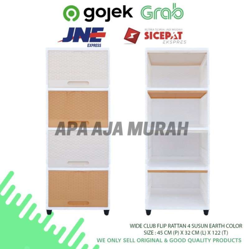 Promo Wide Club Flip Rattan 4 Susun Wcf 4 Susun Lemari Plastik 4 Susun