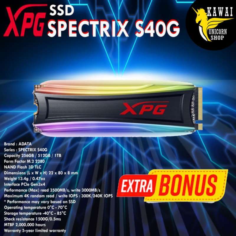 Promo Adata Ssd Rgb Xpg Spectrix S40g 256gb Pcie Gen3x4 - As40g-256gt-c ...