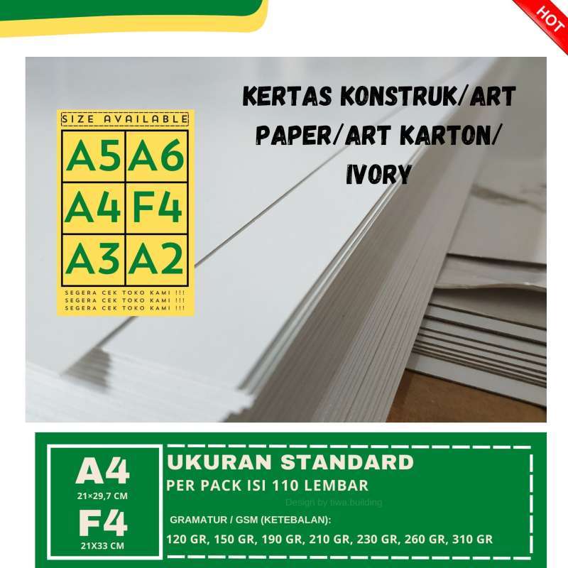 Jual Kertas Konstruk/art Paper/art Karton/ivory/kartu Tik A4&f4 120310