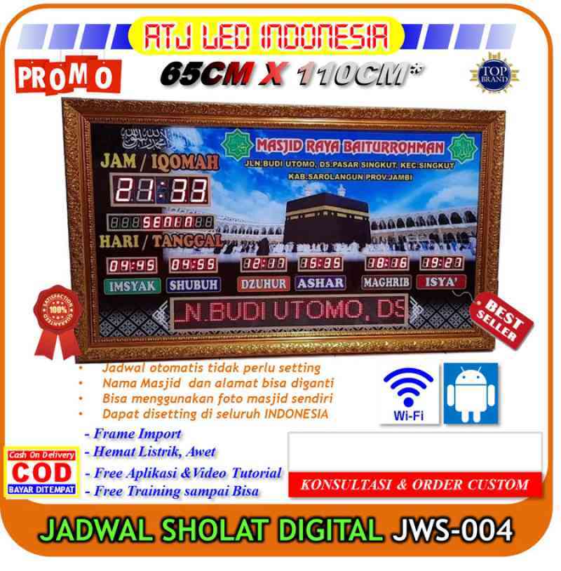 Promo Jadwal Sholat Digital Jam Masjid Running Text Custom Diskon 20