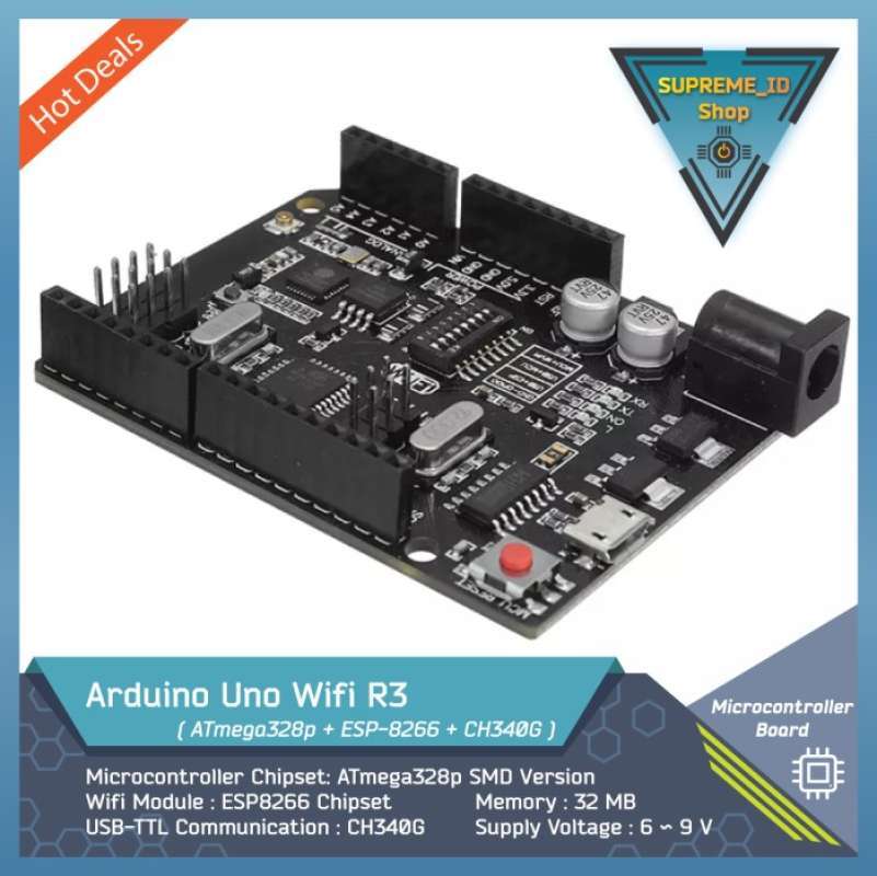 Promo Arduino Uno Wifi R3 + Esp8266 Dev Board (32 Mb Memory) Usb-ttl ...