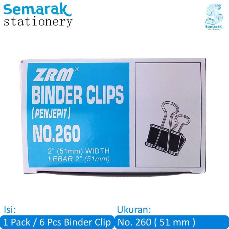 Jual Zrm Binder Clip Klip Penjepit Kertas No.260 [1 Lusin / 12 Pcs] Di