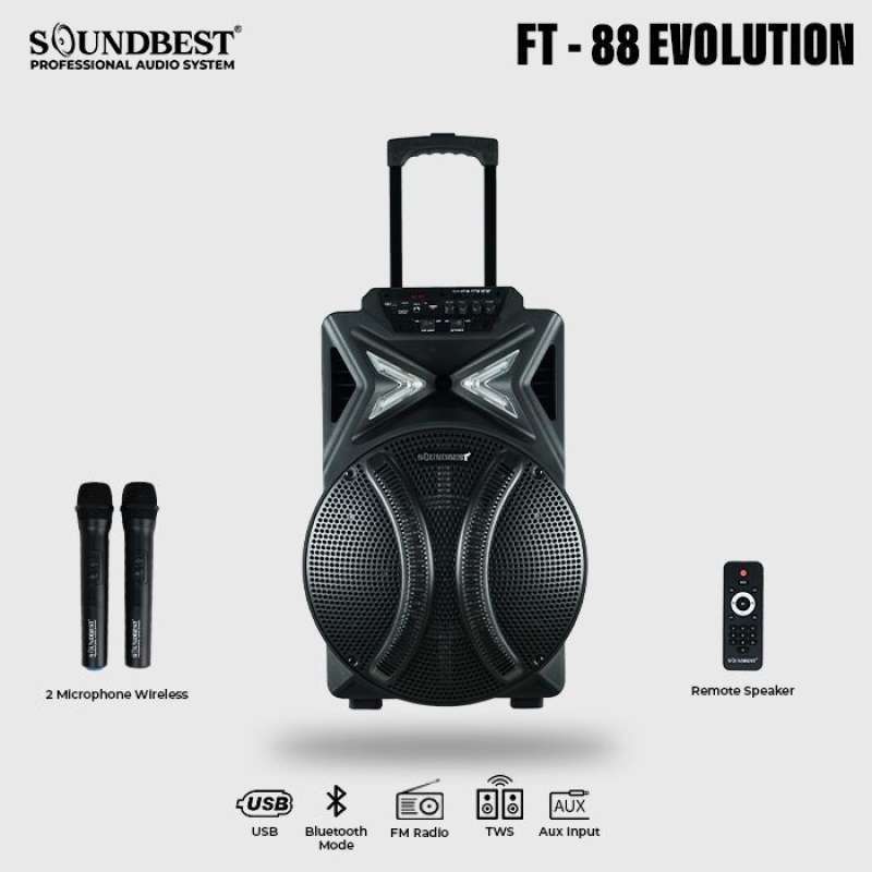 Jual Speaker Portable Wireless Soundbest Ft 88 Evolution 15 Inch