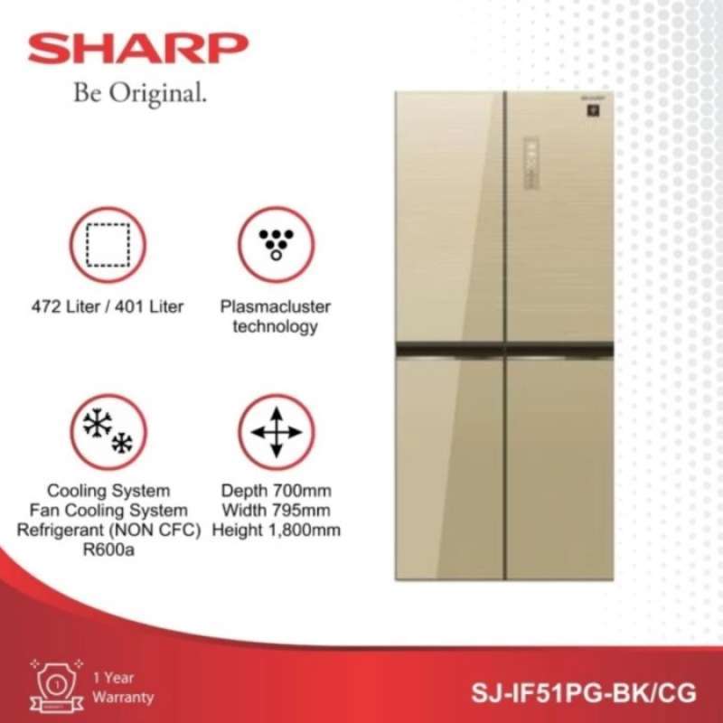 Sharp Side Promo Kulkas Sharp Side By Side 4 Pintu Glass Mirror Sj-if51pg-cg ...