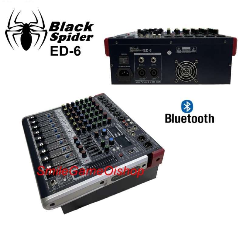 Promo Mixer Power Blackspider Ed6 6 Power 500w Effect 99dsp Usb Diskon