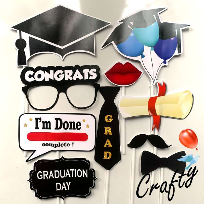 Promo Photobooth Props Tema Graduation Wisuda Kertas Stick Diskon 23%