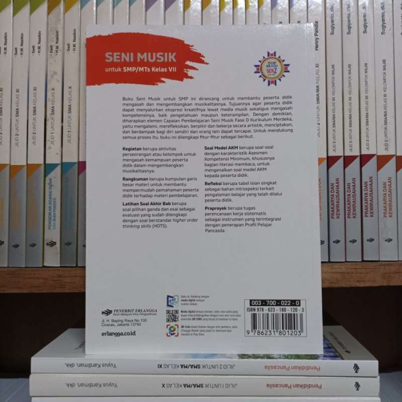 Jual Buku Seni Musik Kelas 1 / Vii / 7 Smp Kurikulum Merdeka Erlangga ...