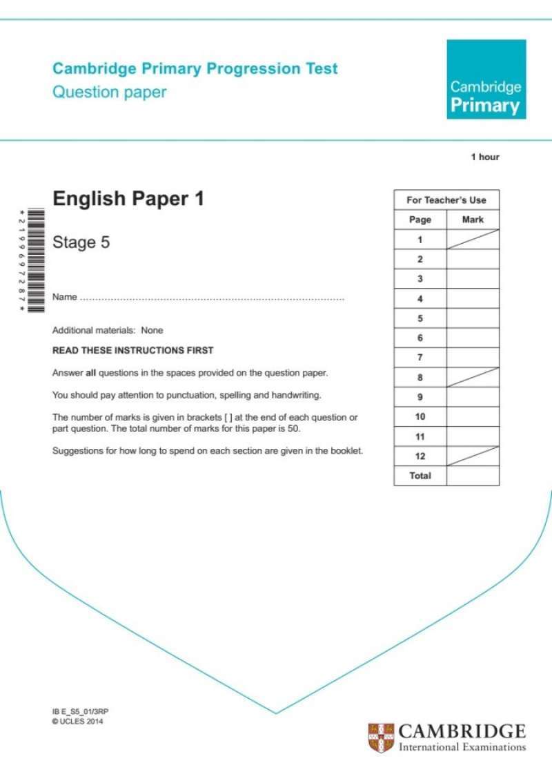 Jual cambridge primary stage 5 english progression test papers di