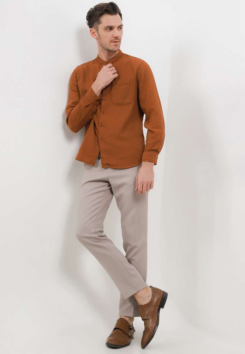 Kemeja Lengan Panjang Jytte Terracotta