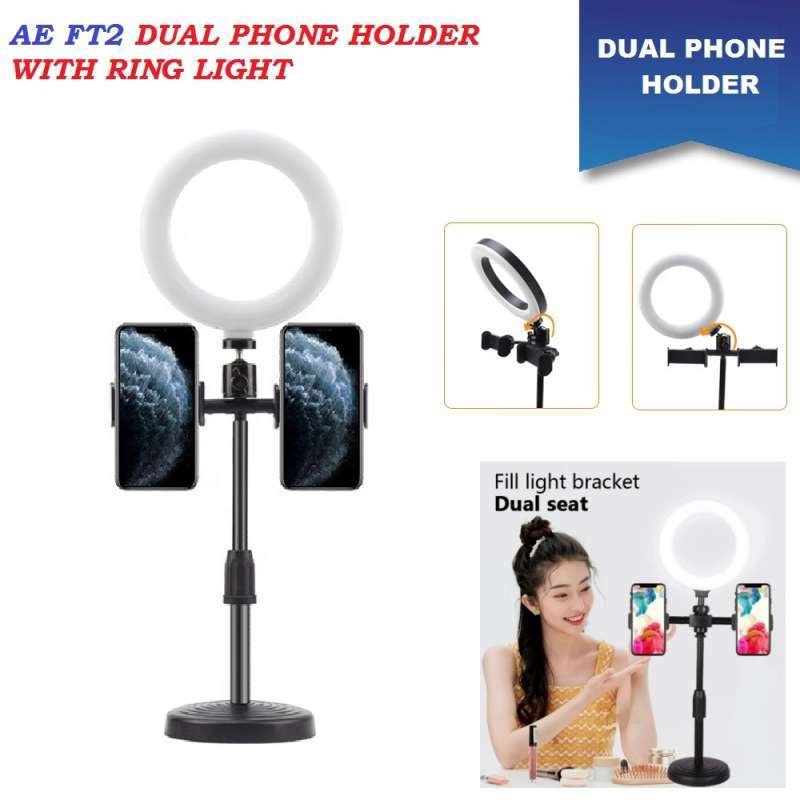 AE FT2 DUAL PHONE HOLDER WITH RINGLIGHT Live Streaming