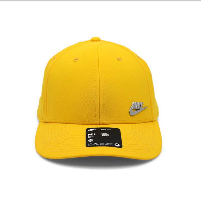 FB5371-739 Nike Dri Fit Club Structured Metal Logo Cap Txt Yellow Gold Topi  Original 100%