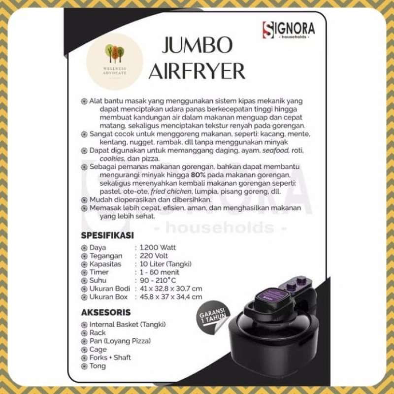 Promo Signora Jumbo Air Fryer Not Fryer Terbaru Diskon 3% Di Seller