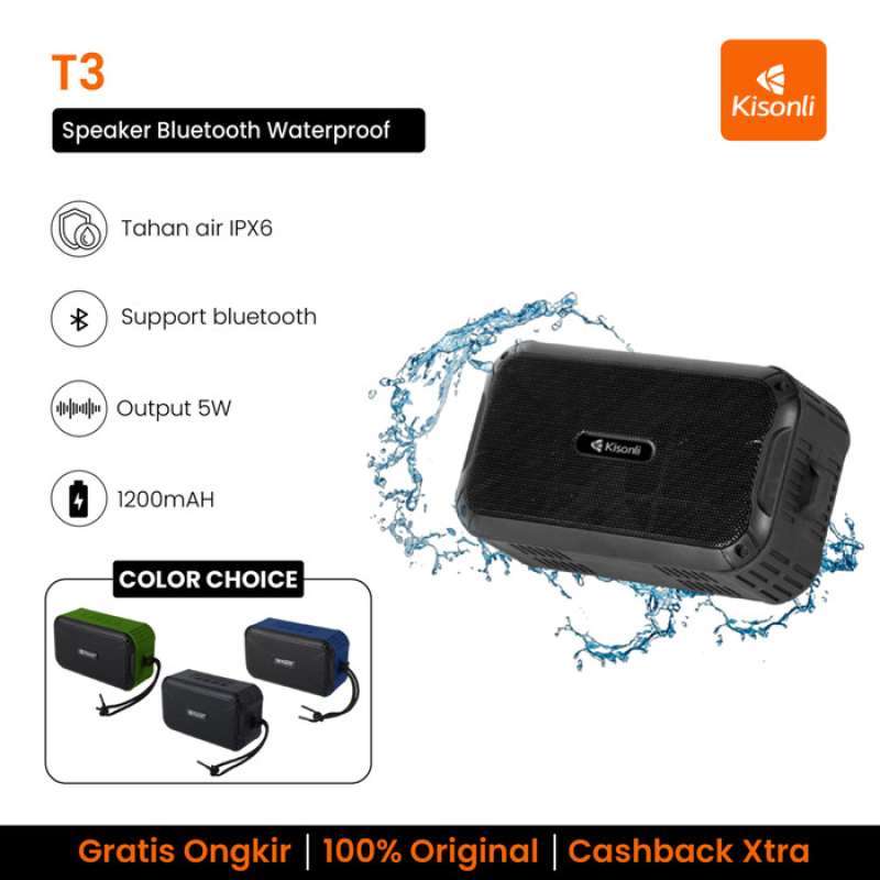 Promo Kisonli Speaker Bluetooth Portable T3 Tahan Air Multi Fungsi ...
