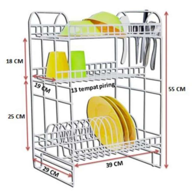 rekomendasi rak piring stainless steel anti karat 3 susun
