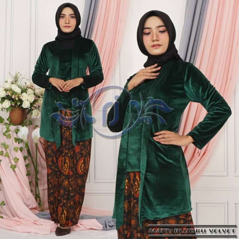 Jual Atasan Kebaya Kutu Baru Bludru Warna Hijau Botol Di Seller