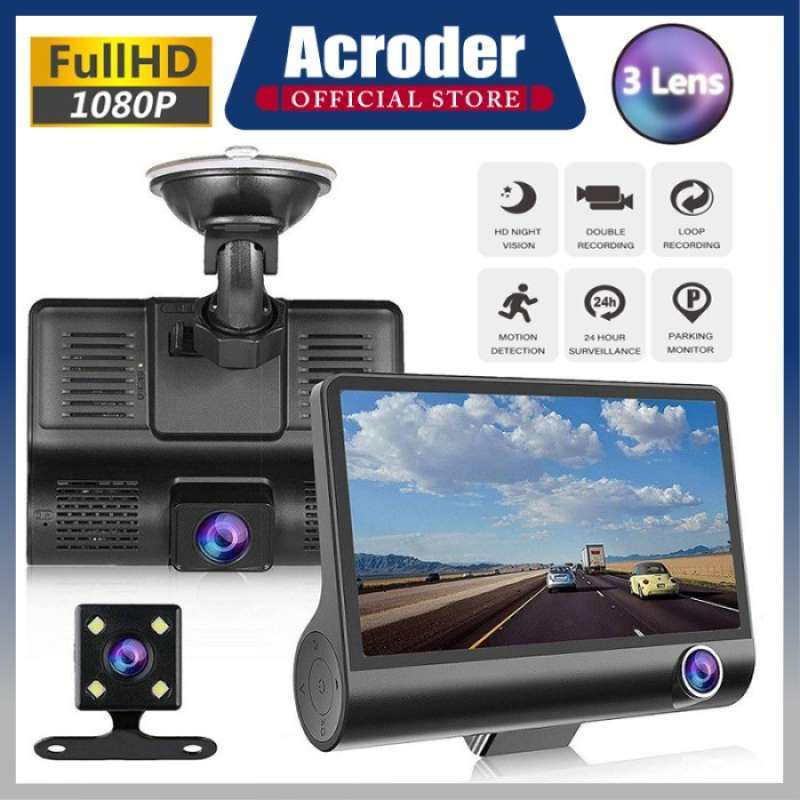 Promo Promo- Acroder Dash Cam 4.0 Inch 3 Kamera 1080 Hd 140 Lensa Sudut ...