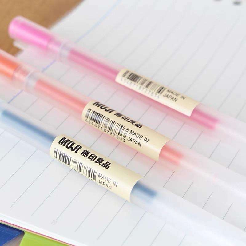 Muji Gel Ink Pennen, 6-Pack, Cap-Type, 0.38mm/0.5mm Tip, Transperent