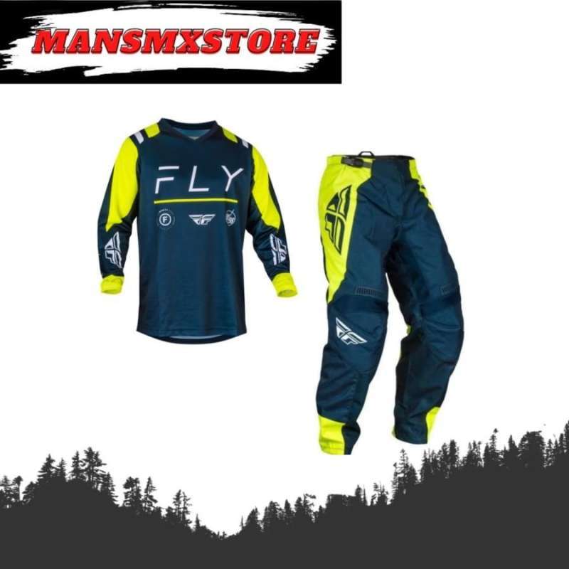 Pantaloni Moto Fly Racing F-16, Blu Navy/Giallo Fluo/Bianco, Taglia 28 - 4