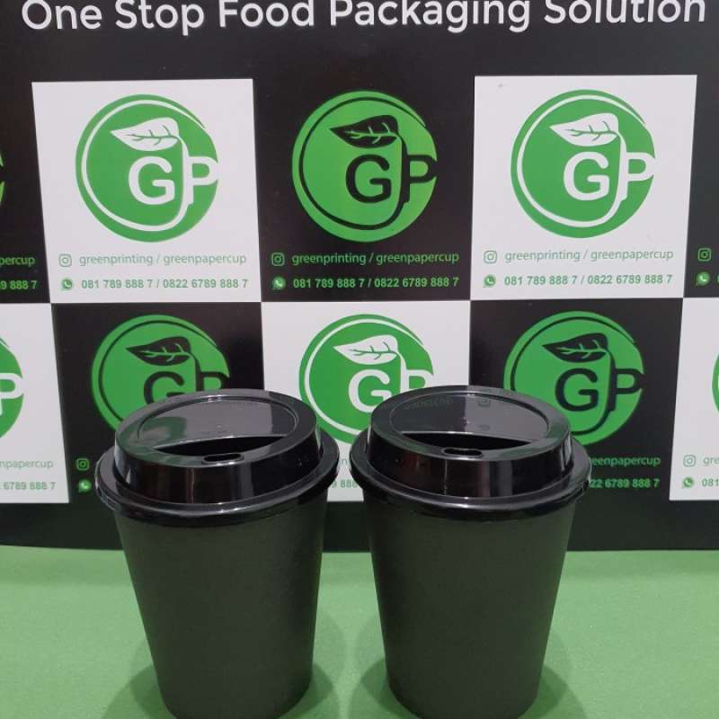 Jual Papercup Hitam 8oz +lid Injection Warna Hitam (50pcs) Di Seller ...