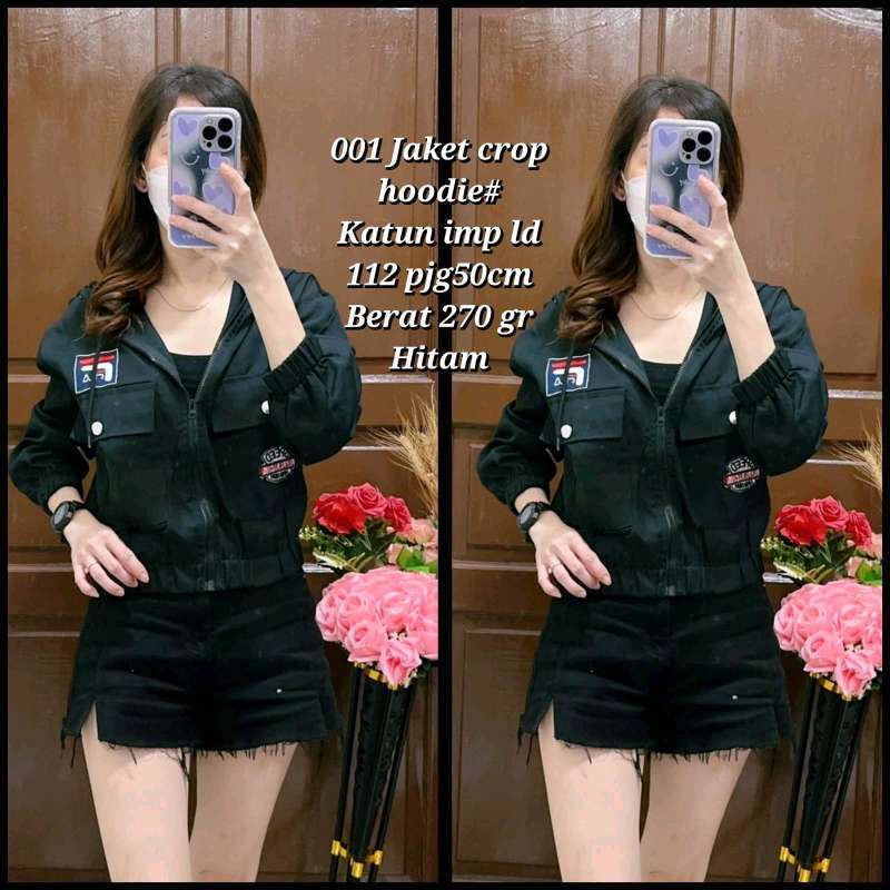 001 Jaket Crop Top Wanita Korean Style Jacket Hoodie Import