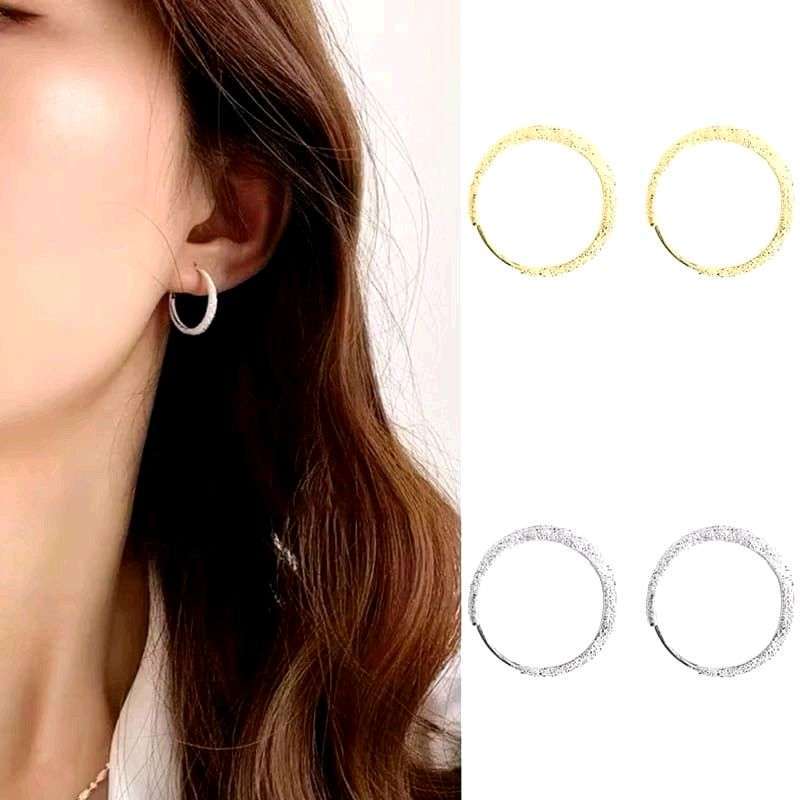 Morgan Texture Hoop Earrings Anting Hoops Lingkaran Simple Stud Bulat  Fashion