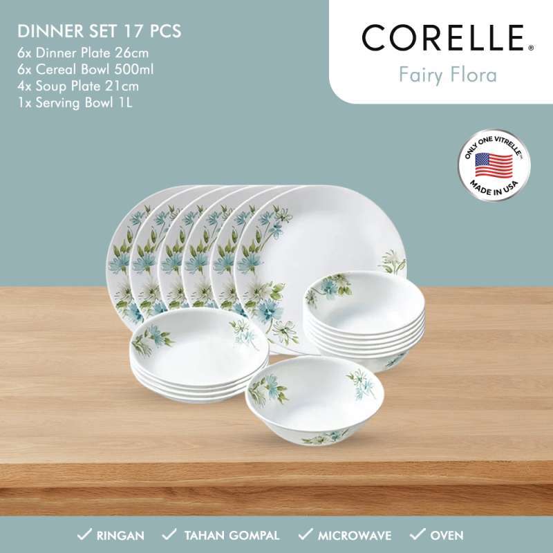Corelle Fairy Flora Dinner Set Set Piring Makan