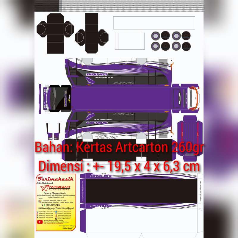 Jual Miniatur Bus Sjm Trans Ratu Maher Papercraft Kurniatravel ...