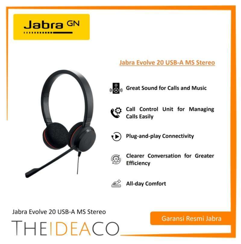 Jual Jabra Evolve 20 Usb-a Ms Stereo (4999-823-109) Di Seller