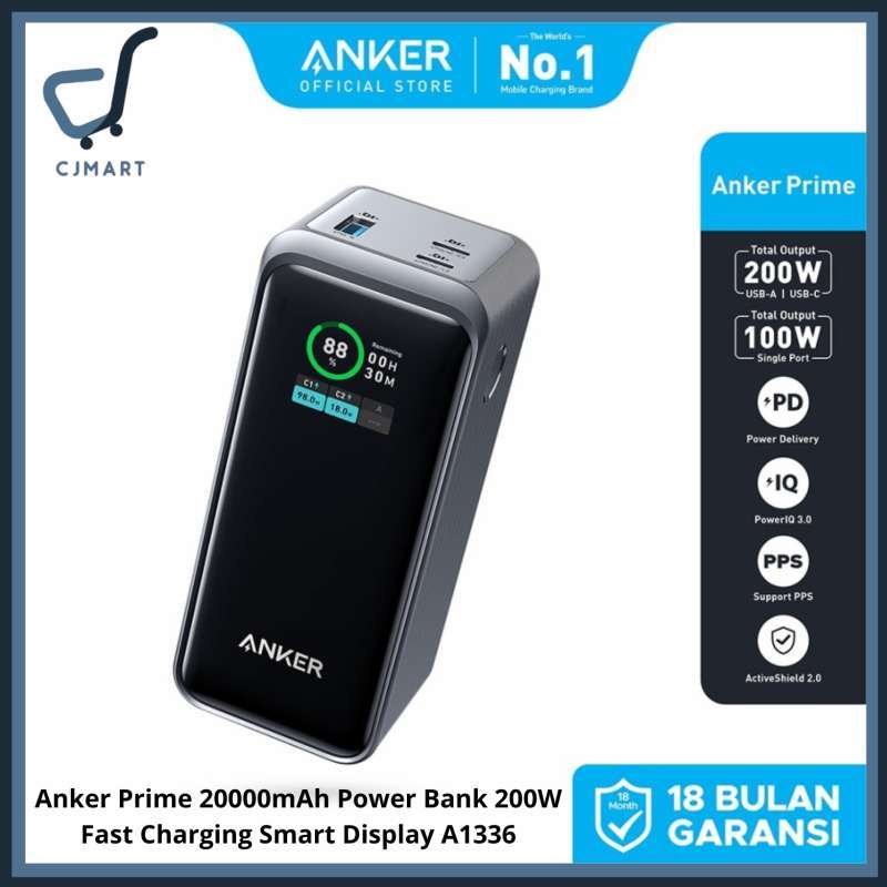 Jual Anker Prime 20000mah Power Bank 200w Fast Charging Smart
