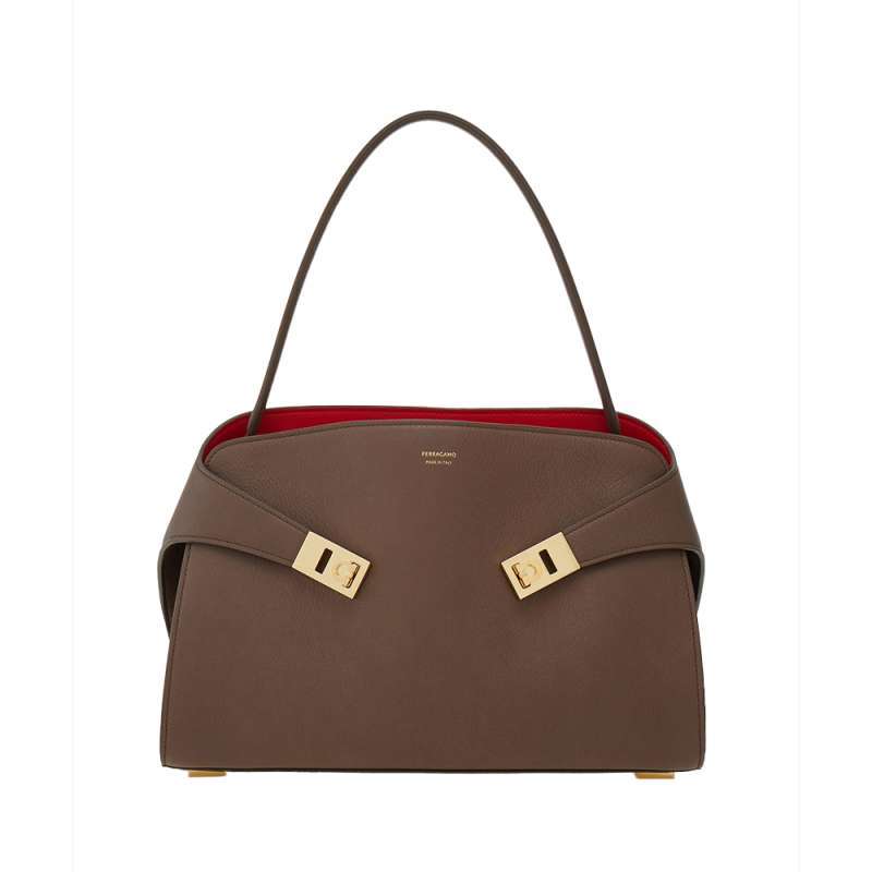 ハンドバッグ SALVATORE FERRAGAMO HUG MEDIUM HANDBAG IN BICOLOR LEATHER Hug bicolor handbag (M) - Women | Ferragamo