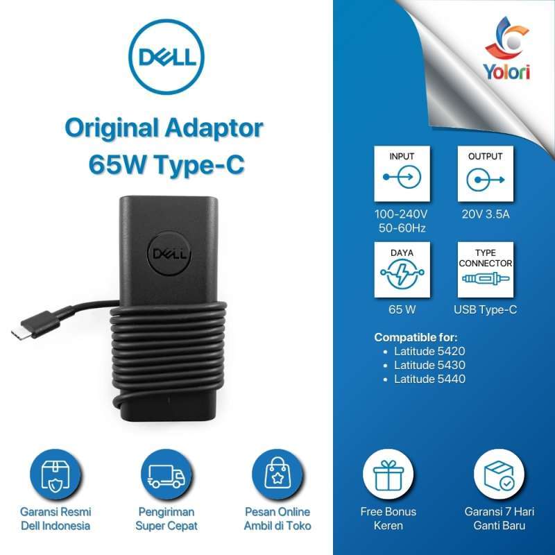 Jual Adaptor Charger Laptop Dell 65 Watt Type C Di Seller Yolori