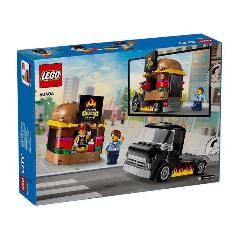 LEGO City 60404 Burger Truck Set Building Kid Toy Foodtruck Van Town Car  Bus Fast Food Truk Original Gift Toys Creator Cars Mainan Balok Anak Mobil