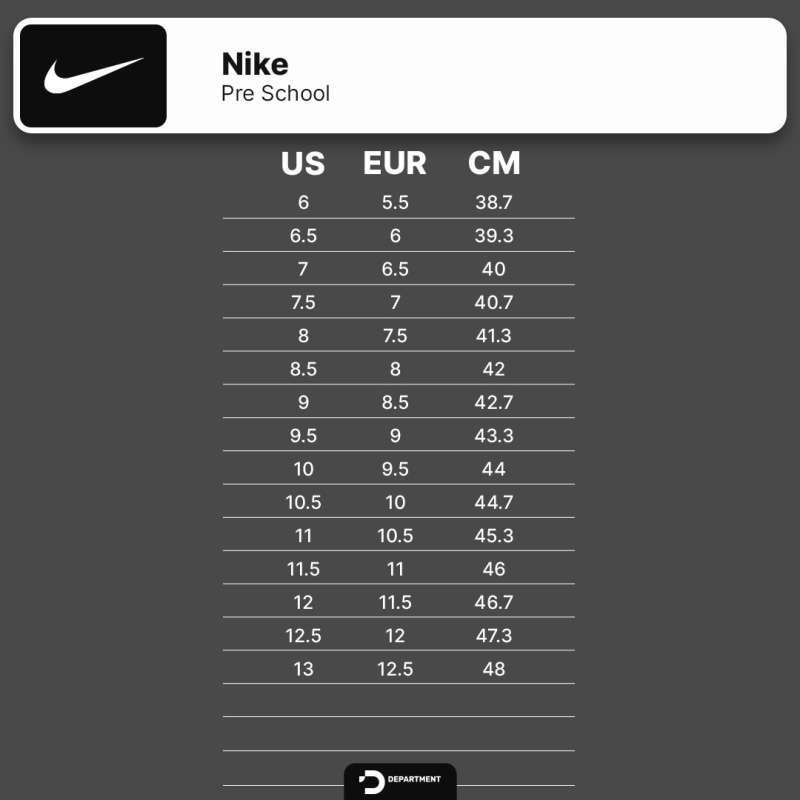 Nike Gs Size Chart Nike Air Nike Shoe Size Chart Women's Uk