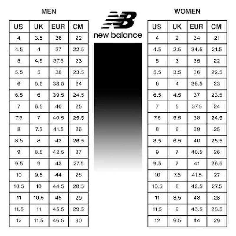 Chart New Balance Series Numbers HOT Shoe Size New Balance Shoes